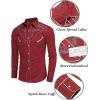 COOFANDY Men’s Western Cowboy Shirt Embroidered Button Down Long Sleeve Shirts(Cotton – Red2)