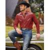 COOFANDY Men’s Western Cowboy Shirt Embroidered Button Down Long Sleeve Shirts(Cotton – Red2)
