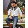 COOFANDY Men’s Western Cowboy Shirt Embroidered Button Down Long Sleeve Shirts(Cotton – White)