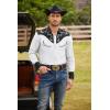 COOFANDY Men’s Western Cowboy Shirt Embroidered Button Down Long Sleeve Shirts(Cotton -White&black)