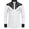COOFANDY Men’s Western Cowboy Shirt Embroidered Button Down Long Sleeve Shirts(Cotton -White&black)