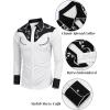 COOFANDY Men’s Western Cowboy Shirt Embroidered Button Down Long Sleeve Shirts(Cotton -White&black)