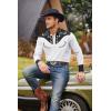 COOFANDY Men’s Western Cowboy Shirt Embroidered Button Down Long Sleeve Shirts(Cotton -White&black)