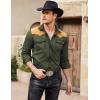 COOFANDY Men’s Western Cowboy Shirt Embroidered Long Sleeve Slim Fit Casual Cotton Button Down Hippie Shirts with Pockets(Army Green)