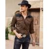 COOFANDY Men’s Western Cowboy Shirt Embroidered Long Sleeve Slim Fit Casual Cotton Button Down Hippie Shirts with Pockets(Brown & Black)