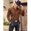 COOFANDY Men’s Western Cowboy Shirt Embroidered Long Sleeve Slim Fit Casual Cotton Button Down Hippie Shirts with Pockets(Coffee)