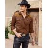 COOFANDY Men’s Western Cowboy Shirt Embroidered Long Sleeve Slim Fit Casual Cotton Button Down Hippie Shirts with Pockets(Coffee)