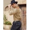 COOFANDY Men’s Western Cowboy Shirt Embroidered Long Sleeve Slim Fit Casual Cotton Button Down Hippie Shirts with Pockets(Light Khaki)