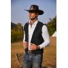 COOFANDY Men’s Western Cowboy Vest Casual Fringe Hippie Costume V Neck Zipper Suede Leather Waistcoat(Black)