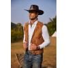 COOFANDY Men’s Western Cowboy Vest Casual Fringe Hippie Costume V Neck Zipper Suede Leather Waistcoat(Brown)