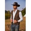COOFANDY Men’s Western Cowboy Vest Casual Fringe Hippie Costume V Neck Zipper Suede Leather Waistcoat(Coffee)