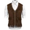 COOFANDY Men’s Western Cowboy Vest Casual Fringe Hippie Costume V Neck Zipper Suede Leather Waistcoat(Coffee)