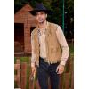 COOFANDY Men’s Western Cowboy Vest Casual Fringe Hippie Costume V Neck Zipper Suede Leather Waistcoat(Light Khaki)