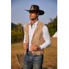 COOFANDY Men’s Western Cowboy Vest Casual Fringe Hippie Costume V Neck Zipper Suede Leather Waistcoat(Light Khaki)