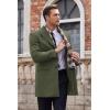 COOFANDY Men’s Wool Blend Coat with Detachable Plaid Scarfs Notched Collar Single Breasted Pea Coat Trench Overcoat(2-army Green)
