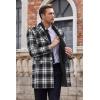 COOFANDY Men’s Wool Blend Coat with Detachable Plaid Scarfs Notched Collar Single Breasted Pea Coat Trench Overcoat(2-black Plaid)