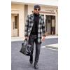 COOFANDY Men’s Wool Blend Coat with Detachable Plaid Scarfs Notched Collar Single Breasted Pea Coat Trench Overcoat(2-black Plaid)