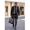 COOFANDY Men’s Wool Blend Coat with Detachable Plaid Scarfs Notched Collar Single Breasted Pea Coat Trench Overcoat(A-black)