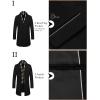 COOFANDY Men’s Wool Blend Coat with Detachable Plaid Scarfs Notched Collar Single Breasted Pea Coat Trench Overcoat(A-black)