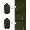 COOFANDY Men’s Wool Blend Coat with Detachable Plaid Scarfs Notched Collar Single Breasted Pea Coat Trench Overcoat(Army Green)