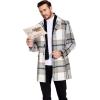 COOFANDY Men’s Wool Blend Coat with Detachable Plaid Scarfs Notched Collar Single Breasted Pea Coat Trench Overcoat(B-brown Plaid)