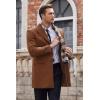 COOFANDY Men’s Wool Blend Coat with Detachable Plaid Scarfs Notched Collar Single Breasted Pea Coat Trench Overcoat(Brown)