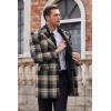 COOFANDY Men’s Wool Blend Coat with Detachable Plaid Scarfs Notched Collar Single Breasted Pea Coat Trench Overcoat(Khaki Plaid)