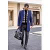 COOFANDY Men’s Wool Blend Coat with Detachable Plaid Scarfs Notched Collar Single Breasted Pea Coat Trench Overcoat(Navy)