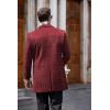 COOFANDY Men’s Wool Blend Coat with Detachable Plaid Scarfs Notched Collar Single Breasted Pea Coat Trench Overcoat(Red Plaid)