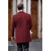 COOFANDY Men’s Wool Blend Coat with Detachable Plaid Scarfs Notched Collar Single Breasted Pea Coat Trench Overcoat(Wine Red)