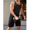 COOFANDY Men’s Workout Tank Top Ribbed Knit Sleeveless Gym Muscle T Shirts Bodybuilding Tee(Black/Light Grey (2 Pcs))