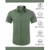 COOFANDY Mens Wrinkle Free Dress Shirt Polka Dot Short Sleeve Button Down Business Casual Shirts(Army Green)