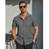 COOFANDY Mens Wrinkle Free Dress Shirt Polka Dot Short Sleeve Button Down Business Casual Shirts(Black Grey-square)