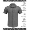 COOFANDY Mens Wrinkle Free Dress Shirt Polka Dot Short Sleeve Button Down Business Casual Shirts(Black Grey-square)