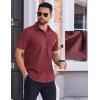 COOFANDY Mens Wrinkle Free Dress Shirt Polka Dot Short Sleeve Button Down Business Casual Shirts(Burgundy)