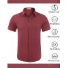 COOFANDY Mens Wrinkle Free Dress Shirt Polka Dot Short Sleeve Button Down Business Casual Shirts(Burgundy)
