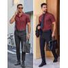 COOFANDY Mens Wrinkle Free Dress Shirt Polka Dot Short Sleeve Button Down Business Casual Shirts(Burgundy)