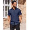 COOFANDY Mens Wrinkle Free Dress Shirt Polka Dot Short Sleeve Button Down Business Casual Shirts(Navy Blue-anchor)