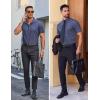 COOFANDY Mens Wrinkle Free Dress Shirt Polka Dot Short Sleeve Button Down Business Casual Shirts(Navy Blue-square)