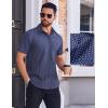 COOFANDY Mens Wrinkle Free Dress Shirt Polka Dot Short Sleeve Button Down Business Casual Shirts(Navy Blue-square)