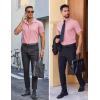 COOFANDY Mens Wrinkle Free Dress Shirt Polka Dot Short Sleeve Button Down Business Casual Shirts(Pink)
