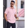 COOFANDY Mens Wrinkle Free Dress Shirt Polka Dot Short Sleeve Button Down Business Casual Shirts(Pink-symbol)
