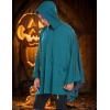 COOFANDY Unisex Casual Hooded Poncho Cape Cloak Fashion Coat Hoodie Pullover with Pocket(Blue Green)