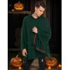 COOFANDY Unisex Casual Hooded Poncho Cape Cloak Fashion Coat Hoodie Pullover with Pocket(Green Black)
