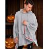 COOFANDY Unisex Casual Hooded Poncho Cape Cloak Fashion Coat Hoodie Pullover with Pocket(Grey)