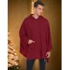COOFANDY Unisex Casual Hooded Poncho Cape Cloak Fashion Coat Hoodie Pullover with Pocket(Red)