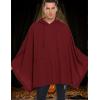 COOFANDY Unisex Casual Hooded Poncho Cape Cloak Fashion Coat Hoodie Pullover with Pocket(Wine Red)