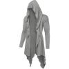 COOFANDY Long Hooded Cardigan Ruffle Shawl Collar Open Front Lightweight Drape Cape Overcoat with Pockets(Light Grey)