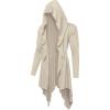 COOFANDY Long Hooded Cardigan Ruffle Shawl Collar Open Front Lightweight Drape Cape Overcoat with Pockets(Light Khaki)