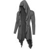COOFANDY Long Hooded Cardigan Ruffle Shawl Collar Open Front Lightweight Drape Cape Overcoat with Pockets(Middle Grey)